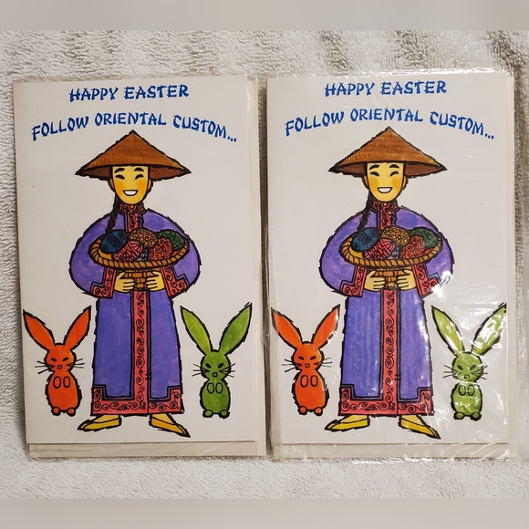 NOS Vintage Oriental Asian Embossed Easter Cards with Envelopes Lot of 2 USA - Picture 5 of 8